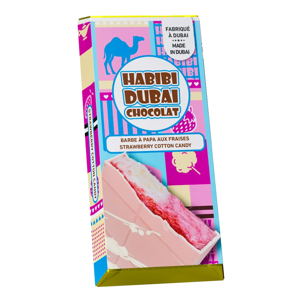 Chocolat Habibi Dubai - Barbe à papa aux fraises